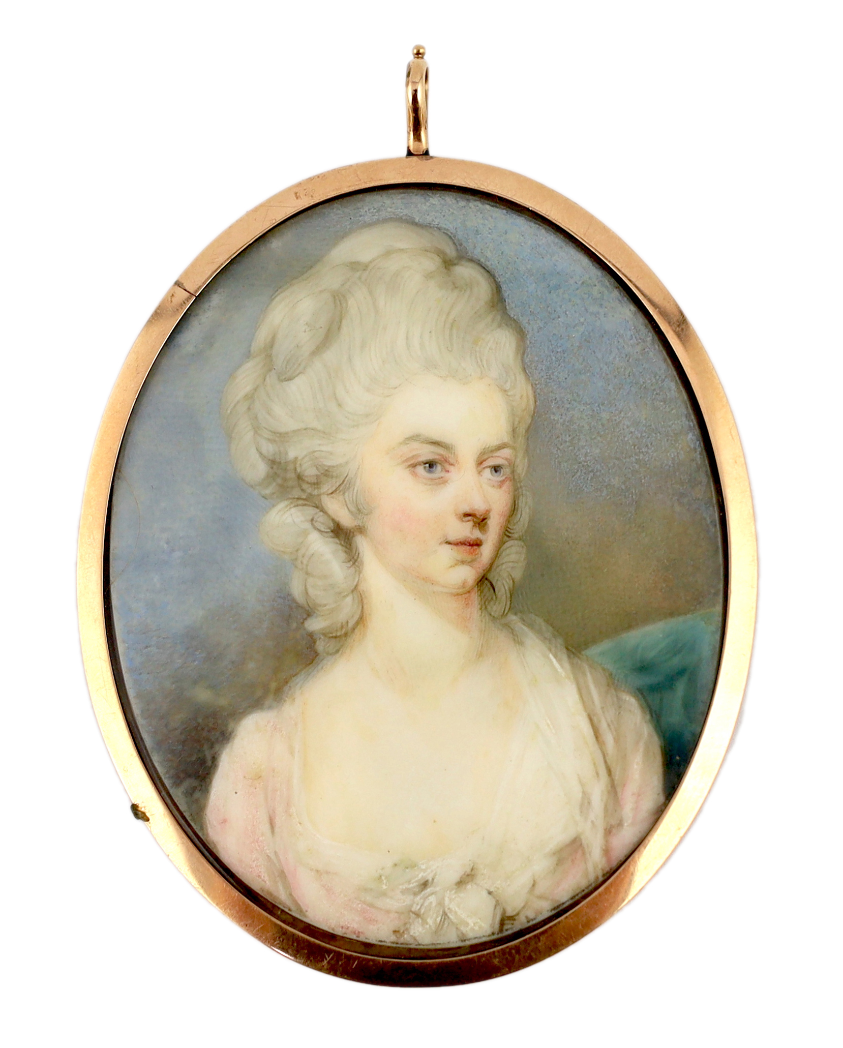English School circa 1810, Portrait miniature of a lady, watercolour on ivory, 7.5 x 6cm. CITES Submission reference X6R2PB3K